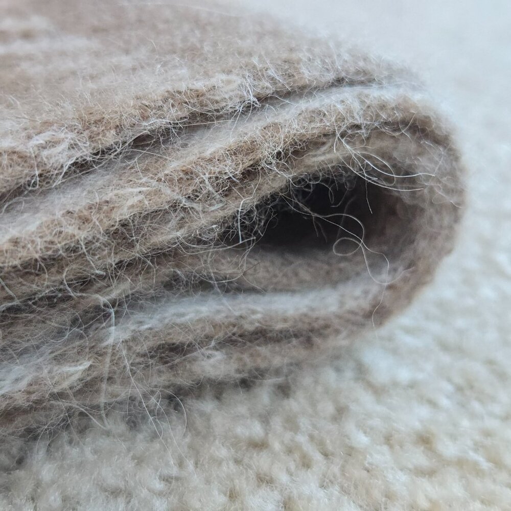 NWOT Everlane Patterned Alpaca Scarf in Wheat Taupe Tan - Picture 12 of 14